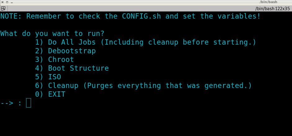 1 Distro Builder Menu.