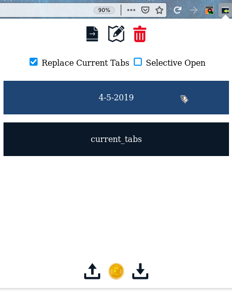 2 Interface with sessions and hovering color effect.