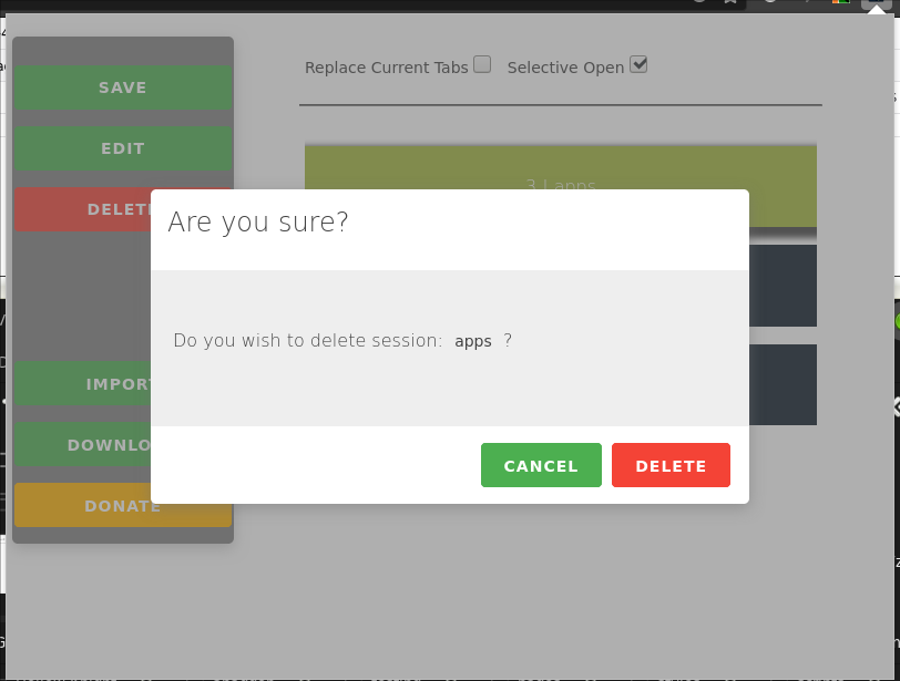 5 Deleting a selected session.