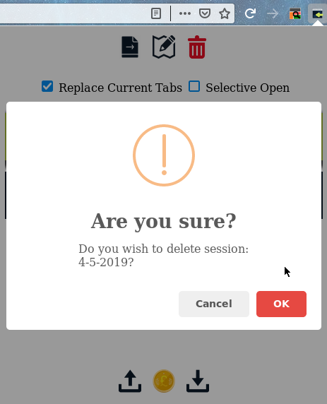 5 Deleting a selected session.