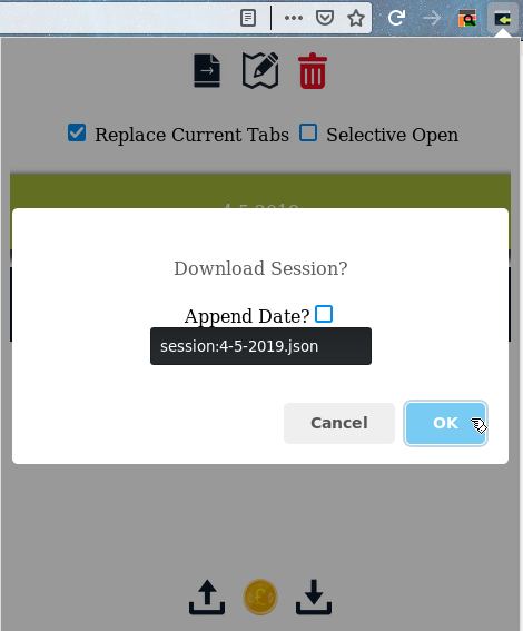 7 Downloading a selected session.