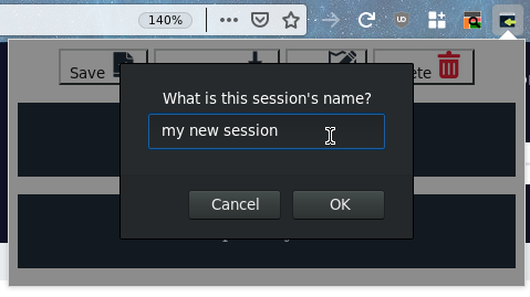 3 Saving a new session. 