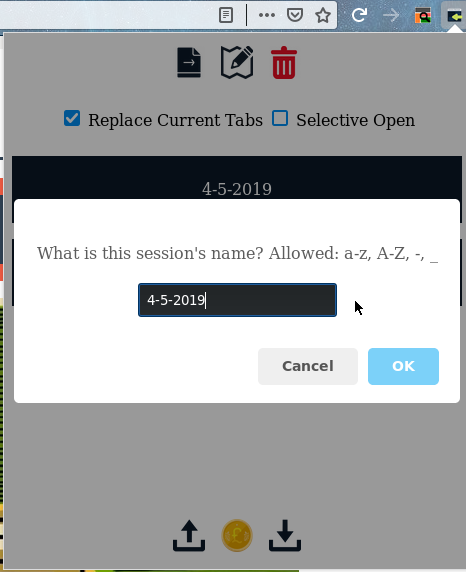 3 Saving a new session. 