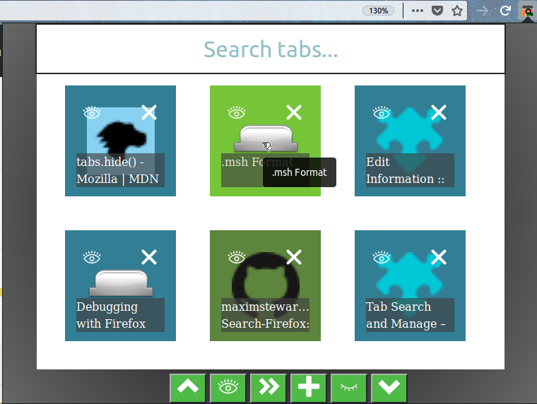 2 Hovering on tab.